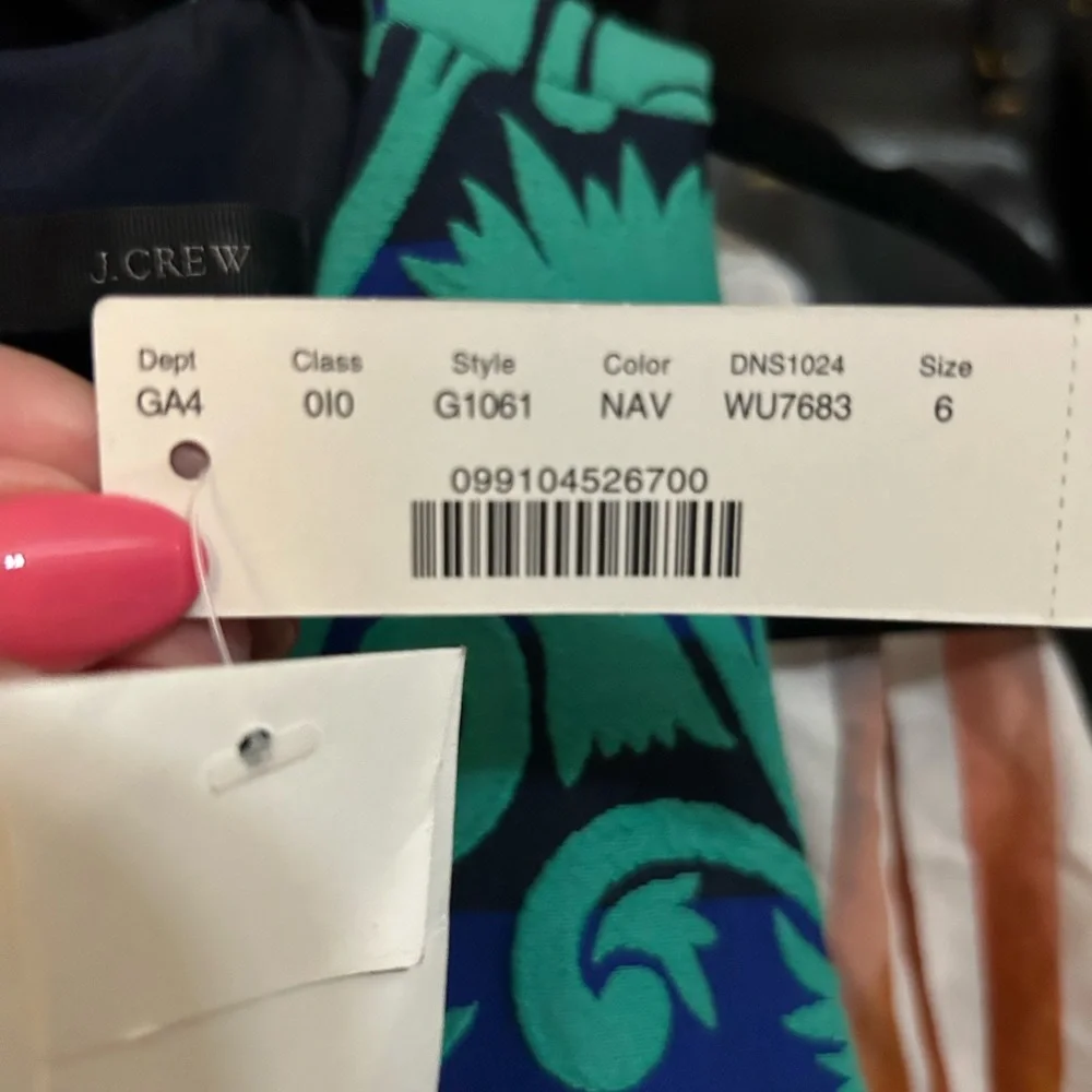 NWT J.Crew Black Label Blue Green Jacquard Sleeveless A Line Dress Size 6